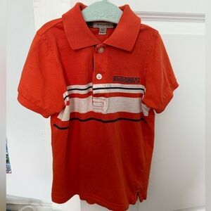 Burberry Kids Polo in Vibrant Orange with Stripes